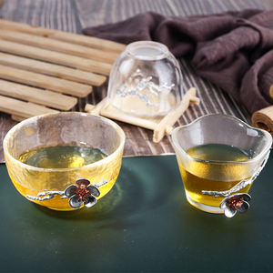 Tazza da Tè in Vetro Trasparente di Lusso con Fiori di Prugna 3D <span class=keywords><strong>e</strong></span> Bordo Dorato, Set Tazza <span class=keywords><strong>e</strong></span> Piattino Riutilizzabile <span class=keywords><strong>per</strong></span> Casa <span class=keywords><strong>e</strong></span> Caffetteria - Product Image 4
