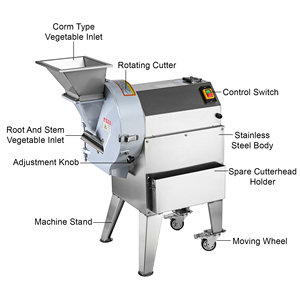 Machine industrielle multifonctionnelle pour couper les légumes |   Trancheuse, râpeuse et hachoir pour pommes de terre, carottes et concombres - Product Image 4