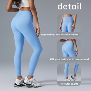 Nouveaux Leggings de Yoga pour Femme, Effet Seconde Peau, Taille Haute, Longueur Intégrale, Infroissables, Effet Push-Up, Sans Coutures, en Spandex/Nylon, pour la Course - Product Image 3