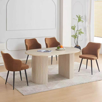 Table et chaises de salle à manger design en bois MDF de style moderne et luxueux avec pieds en métal noir, ensemble de salle à manger 4 chaises 1 table, style nordique