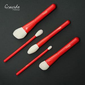 Nouvel ensemble de 5 pinceaux de maquillage de luxe 2026, poils en nylon blanc de qualité supérieure, manche en bois rouge, professionnel, pour le visage complet et le maquillage quotidien - Product Image 4