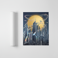 Impressions d'art personnalisées en feuille d'or/d'argent, papier holographique numérique, affiche futuriste cyberpunk moderne, estampage à chaud, décoration intérieure
