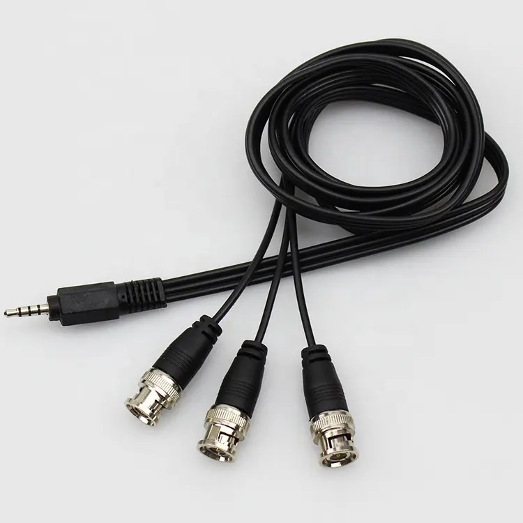 Aux Audio 3.5MM male to 3 bnc male Splitter cable for security camera cctv