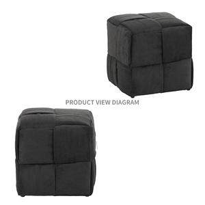 Repose-pieds ottoman carré en velours côtelé, design tissé, tabouret de canapé gris - Product Image 4