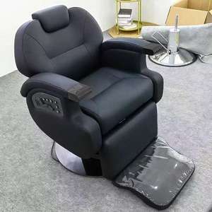 Silla de Peluquería Giratoria con Base Redonda de Cuero Negro, Silla de Barbería Eléctrica de Lujo Moderna y Resistente en Venta - Product Image 3