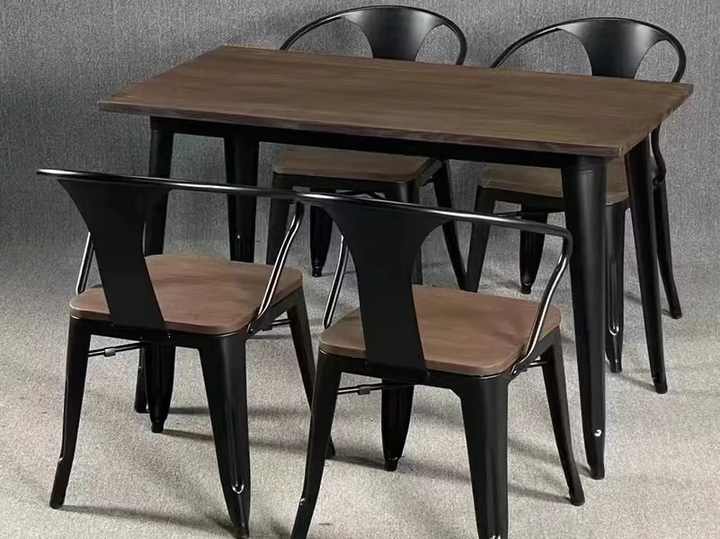 metal iron stackable industrial vintage cheap retro dining metal tables