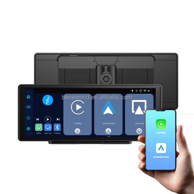 OEM/ODM Factory's Universal Android 10.26" Touch Screen 4G SIM Carplay Android Auto Radio USB Portable 1600x600P UIS 7861 Octa