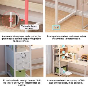 โต๊ะทำงานที่ทันสมัยแบบมินิมอล120*80โต๊ะคอมพิวเตอร์พร้อมลิ้นชัก4ระดับโต๊ะสไตล์เมืองพร้อมอุปกรณ์จัดเก็บ - Product Image 6