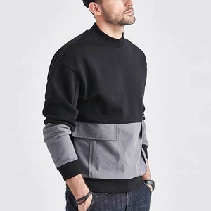 Gimnasio <span class=keywords><strong>Jersey</strong></span> bolsillo hombre Casual <span class=keywords><strong>cuello</strong></span> redondo suelto Patchwork Streetwear sudaderas para hombre - Product Image 2