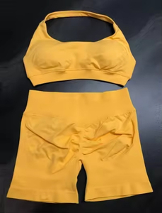 Biểu Tượng Tùy Chỉnh Hot Sexy Phụ Nữ Tập Luyện Hoạt Động Mặc Phụ Nữ Thể Thao Quần Áo Liền Mạch Scrunch Mông Nâng Eo Yoga Quần Short Thiết Lập - Product Image 6