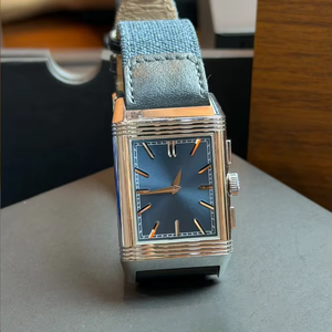Luxury Reversible <b>Rectangular</b> Hollow Mechanical <b>Watch</b> with Chronograph, Stainless Steel Flip Case and Dual Dials - Product Image 4
