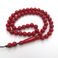 Desain terbaru Resin merah kalung warna karang manik-manik rosario Muslim ukuran 10mm Subha Tesbih manik doa rosario Islam