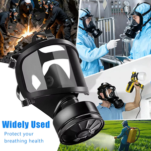 Masque à gaz intégral homologué CE, large champ de vision, noir, à fixation sur la tête, avec filtre auto-amorçant, anti-fumée, anti-poussière et anti-gaz pour incendies et volcans - Product Image 5