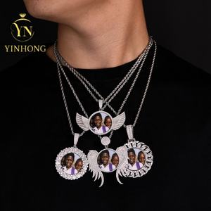 Dropshipping bellek takı resim kolye yüksek kalite 925 ayar gümüş fotoğraf mozanit elmas madalyon kolye - Product Image 1