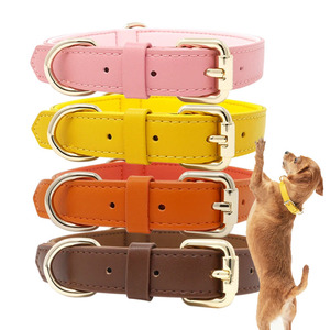Collares deportivos <span class=keywords><strong>Collar</strong></span> de perro de cuero genuino Suave y duradero Cuero de vaca real Hecho Entrenamiento de mascotas al aire libre <span class=keywords><strong>Multicolor</strong></span> personalizado - Product Image 1
