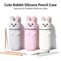 Étui à crayons et porte-stylos pour filles et garçons, jolie trousse à crayons en silicone souple, avec fermeture éclair, pour les fournitures scolaires des enfants