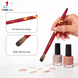 Pincel de Uñas Acrílicas 100% Pelo Kolinsky Puro con Mango Metálico Rojo, Pincel Profesional para Aplicación de Polvo Acrílico - Product Image 2