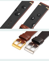 Tali jam tangan kulit asli lilin minyak antik 19 20 21 22mm tali jam tangan kulit sapi buatan tangan dengan gesper Pin