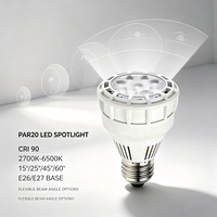 Ampoule LED PAR20, culot E26 E27, boîtier en aluminium, éclairage intérieur réglable, CRI 90, économie d'énergie