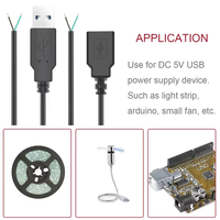 OEM USB 2,0 A macho para abrir la soldadura pelada estañado desnudo 2 Cable extremo Pigtail Cable de carga de energía
