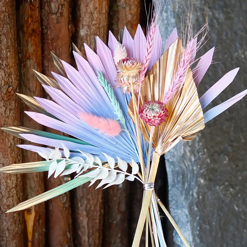 I082 Bolo Decorativo Seco Flor Palm Folhas Bouquet Aniversário Casamento Decorações Handmade DIY Color set