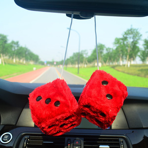 Colorful Plush Dice Craps JDM Rearview Mirror Car Pendant Charms