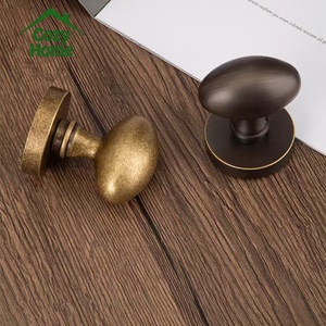 Französisches Türschloss-Set aus Messing mit Ovaler Runder Türgriffverriegelung in Kaffeebraun für Haus- und Gartentüren - Product Image 3