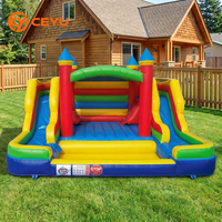 Château Gonflable Personnalisé CEYU avec Toboggan pour Mariages et Fêtes, Aire de Jeux Gonflable Combinée pour Enfants, Location de Toboggan Gonflable Pastel