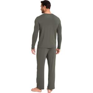 Pyjama de luxe confortable pour homme, ensemble de pyjama en viscose de bambou pour homme, manches longues, 2 pièces, vêtements de nuit avec poches, vêtements de détente - Product Image 3