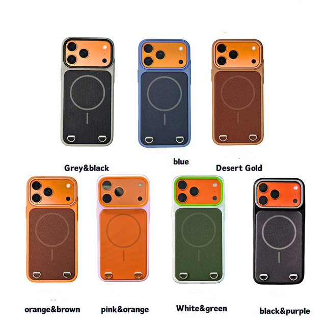 TechWoven Armor Design Magnetic Shockproof Wireless Charge Phone Case for 17/16/15 Pro Max 7 Colors Double Lanyard Button