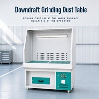 Banc de travail à aspiration descendante pour polissage des métaux, portable, industriel, avec dépoussiéreur intégré, roulettes pivotantes et panneau de commande électrique