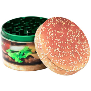 Yaratıcı Tasarım Hamburgerler <span class=keywords><strong>Burger</strong></span> Tam Baskılı 4 Parçalı Çinko Ot Öğütücü Sigara Aksesuarları Metal Öğütücüler Ezici - Product Image 1