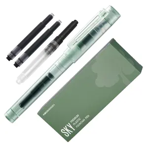 KACO SKY II Fountain Pen Green Barrel Extra Fine Nib With 2 Black Ink Cartridges And 1 Converter In PP Box