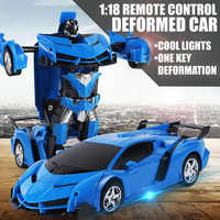 1/18 2 in 1 Robot Transformasi Kendaraan Sport Model Mobil RC Mobil Robot Deformasi Mobil Remote Control Mainan untuk Hadiah Anak-anak