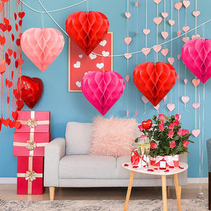 Guirlande décorative romantique <span class=keywords><strong>en</strong></span> forme de cœur nid d'abeille pour la Saint-Valentin, ornement de <span class=keywords><strong>boule</strong></span>, pour festivals, mariages, centres commerciaux, hôtels, <span class=keywords><strong>en</strong></span> <span class=keywords><strong>papier</strong></span> artisanal - Product Image 5
