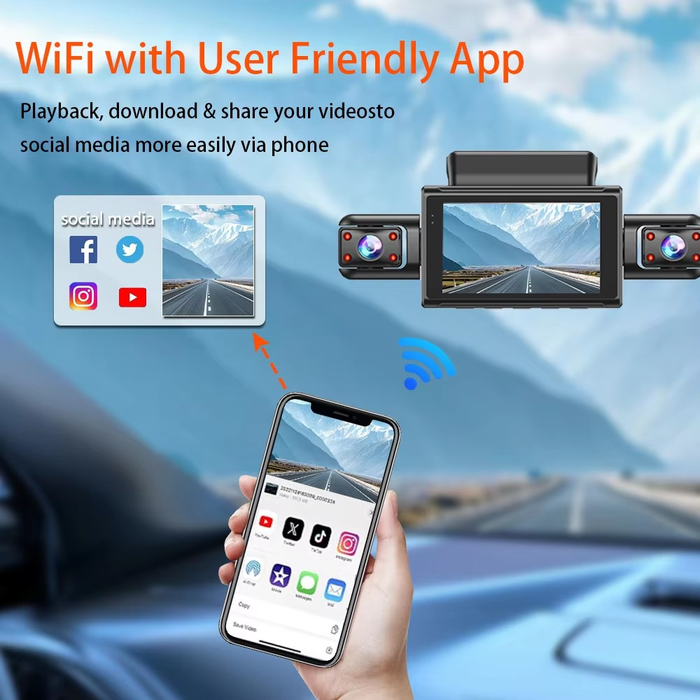 ORANGLES 1080P 4 Channel Panoramic Car DVR WiFi 3 Inch IPS Black Box Bahrain - angled perspective - presenting advantages - Image 4 of 6 | fits any environment | Purchase 1080P 4 Channel Panoramic Car DVR WiFi 3 Inch IPS Black Box Bahrain Michigan | Free Shipping ORANGLES