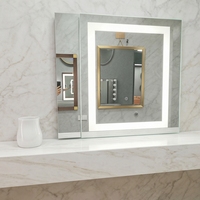 Miroir de salle de bain LED anti-buée tactile pour la maison, miroir mural encadré de luxe pour hôtel cinq étoiles