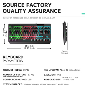 <span class=keywords><strong>Clavier</strong></span> de jeu compact filaire Umila New <span class=keywords><strong>Clavier</strong></span> Français 87 touches <span class=keywords><strong>AZERTY</strong></span> rétroéclairé RGB à membrane multifonction - Product Image 2