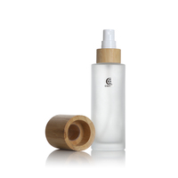 Botol Kaca Bulat Bening/Buram 50ml 60ml 100ml 120ml Kelas Atas dengan Pompa Semprot dan Tutup Bambu