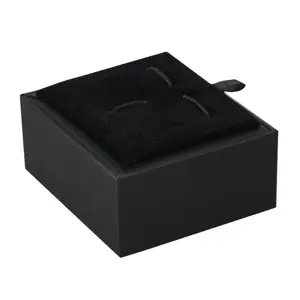 优质廉价批发定制商标黑色天鹅绒袖扣领带夹组合盒塑料礼品盒