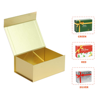 Emballage en carton rigide personnalisé en gros, recyclable, doré, pour cosmétiques, mariage, Noël, boîte cadeau pliable magnétique avec ruban