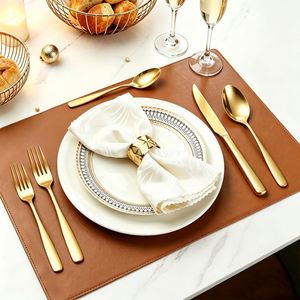Modern Classic Stainless Steel Square Handle <b>Cutlery</b> <b>Set</b> Knife Fork Spoon Tea Spoon <b>Reusable</b> for Restaurant Hotel Wedding Use - Product Image 4