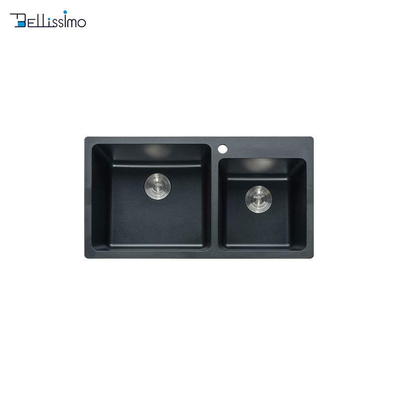 LD-SN01 новый современный дизайн размер 750*410*220 прямоугольный раковина с двумя чашами из композитных материалов каменная кварцевая кухонная раковина