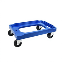 Chariot de manutention robuste en plastique bleu à quatre roues pour entrepôt PLA150A-ZDL