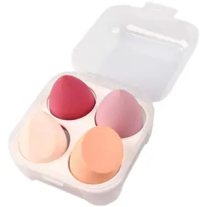 Custom Logo Laser Beauty Sponge 4pcs 8pcs Marshmallow Foundation Puff Latex Free Peach Makeup Sponge Blender Set Packaging Box