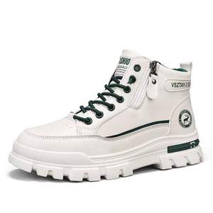 Botas de Cuero 2026 para Hombre, Botas de Trabajo Casuales de Moda para Primavera-Otoño, Botas Deportivas de Caña Alta con Cremallera Lateral Resistentes al Desgaste - Product Image 5