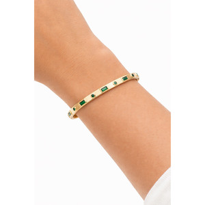 Bracciale rigido in oro con castone di smeraldi - Product Image 2