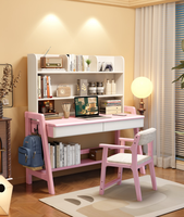 Bureau d'étude en bois massif avec étagère ouverte et hauteur réglable pour enfants et bureau à domicile - Vente en gros