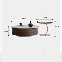 Ensemble de tables basses design Drum Beige avec rangement pour hôtel et salon