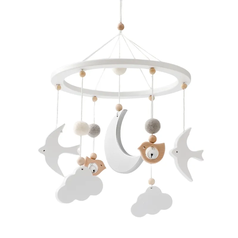 Wholesale Wooden Bird Design Bed Bell Hanging Toy Baby Mobile Crib Decoration